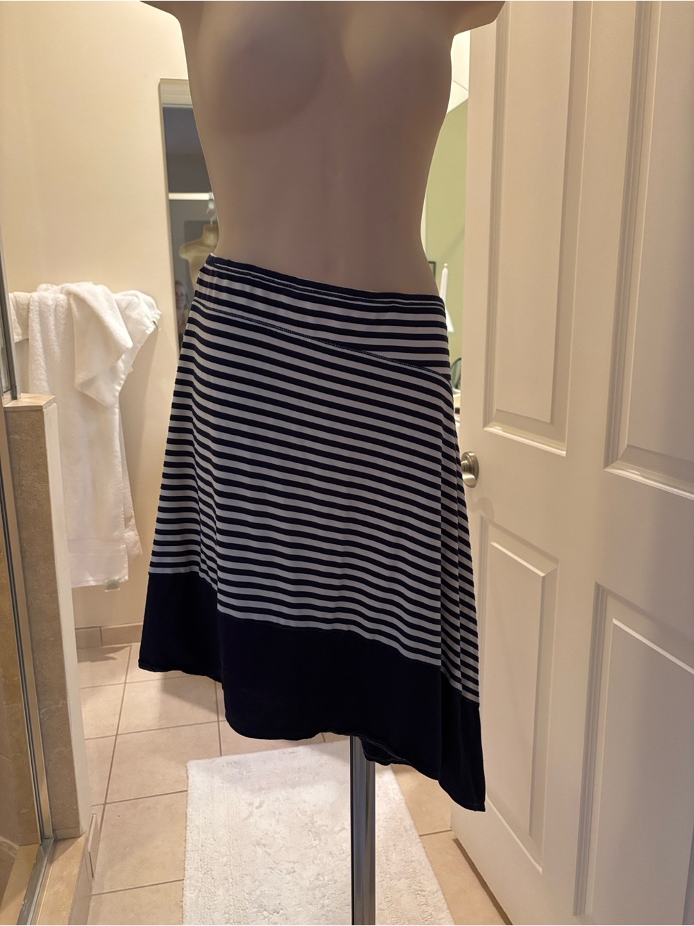 Max Studio Black and White Asymmetrical Striped Skirt